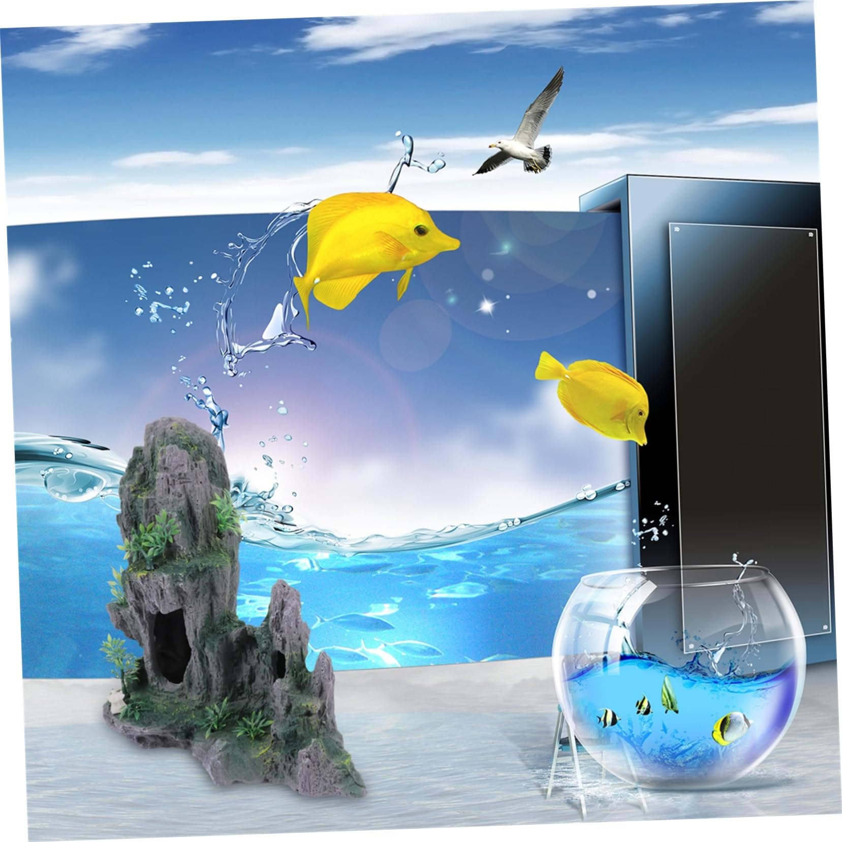 Sosoport Decoración De Rocalla para Acuario Roca Artificial Decoración De Acuario para Peceras