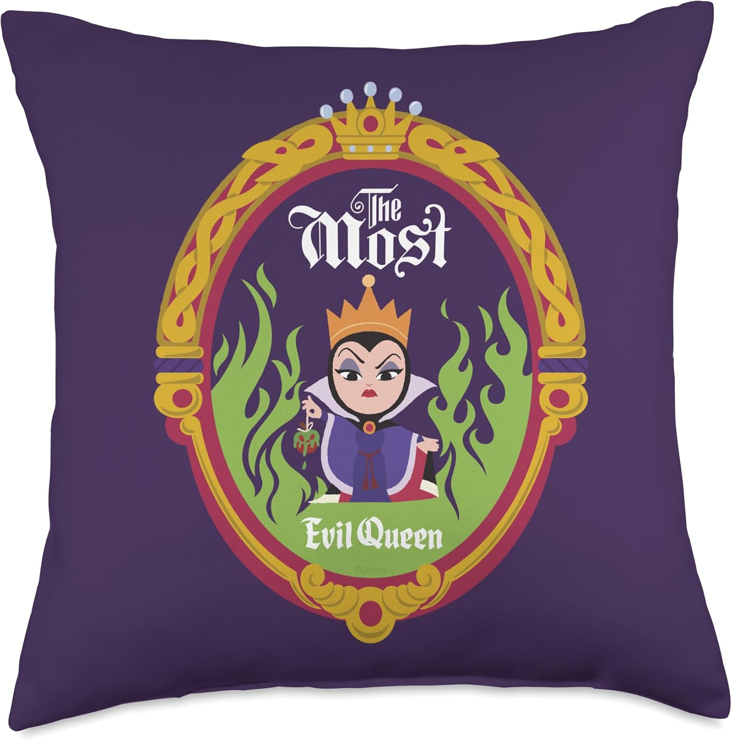 Disney Villains Kawaii The Most Evil Queen Chibi Purple Throw Pillow