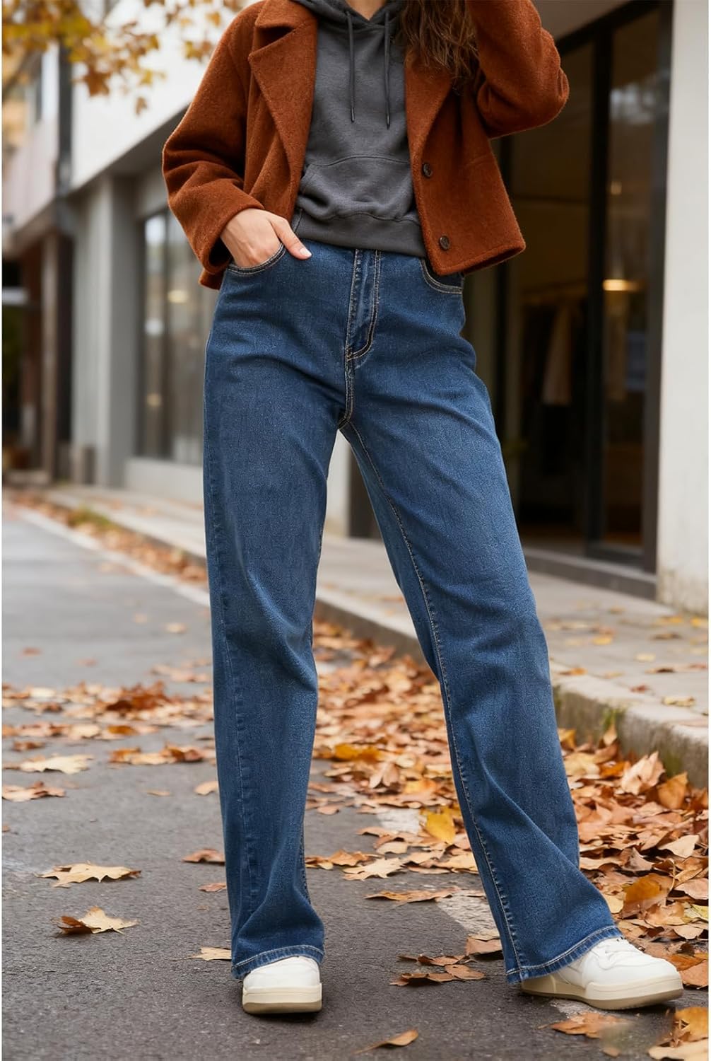 Baggy Wide Leg Jeans for Women - Elastic High Waisted Stretchy Tummy Control Boyfriend Denim Pants Trouser Trendy - Image 6