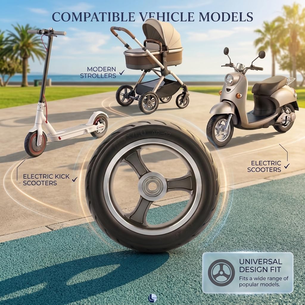 Solid Tire Wheel, 6 Inch Solid Run Flat Tire Wheel Set for Electric Scooters, Children Trolleys