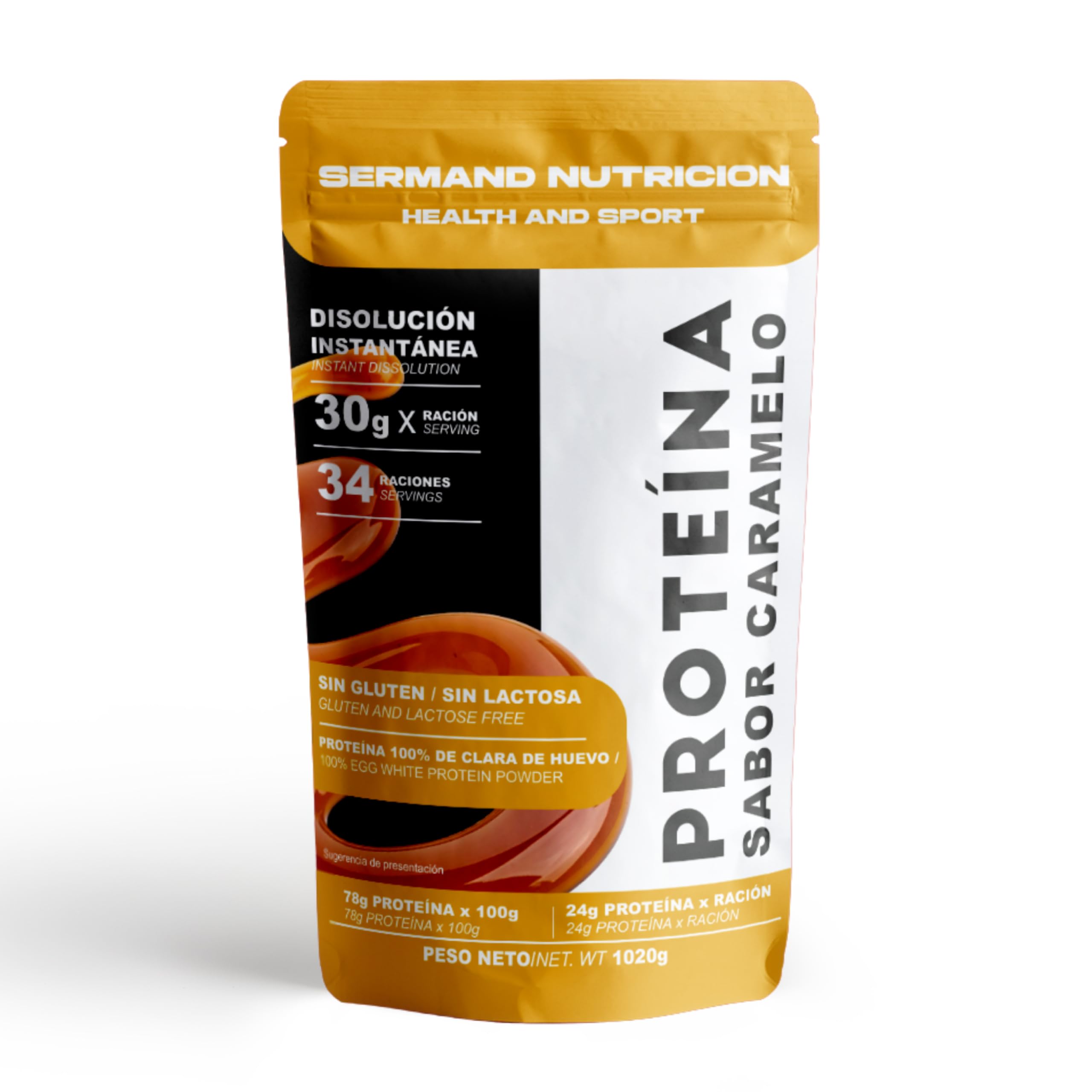 Protéine Blanc d'Œuf en Poudre 1020g Saveur Caramel - Format XXL 34 Portions - Protéine Sans Lactose Sans Gluten - 24g de Protéines par Dose - Alternative Whey Prise de Masse Musculaire