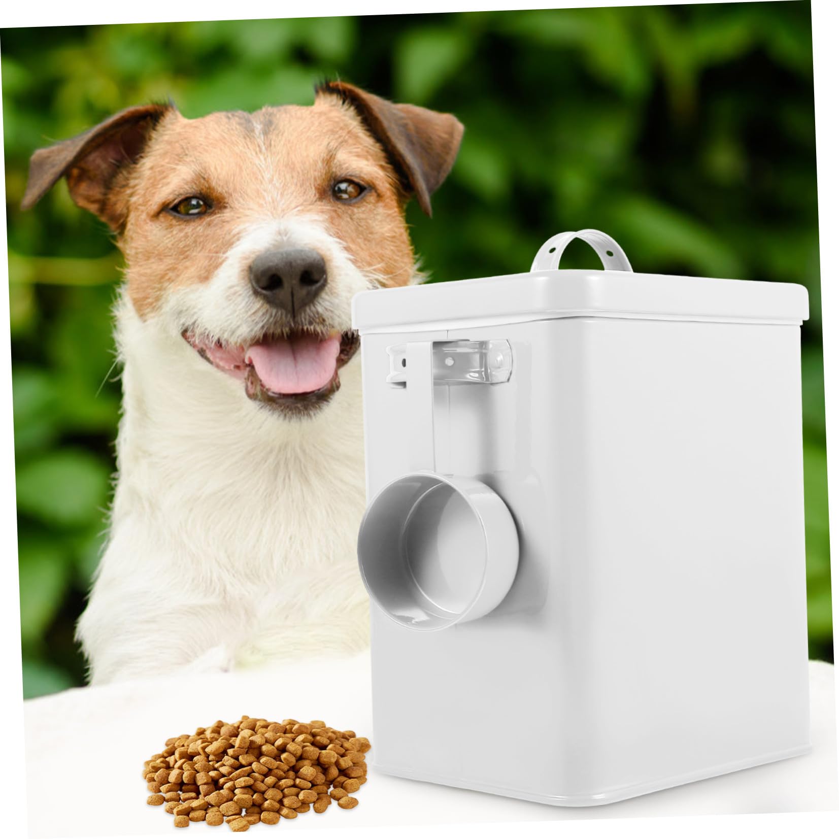 Contenitore Mantiene Cibo Asciutto e Igienico per Alimenti per Animali Domestici in Ferro Bianco, Grande Capacità per Cucina e Pet Food
