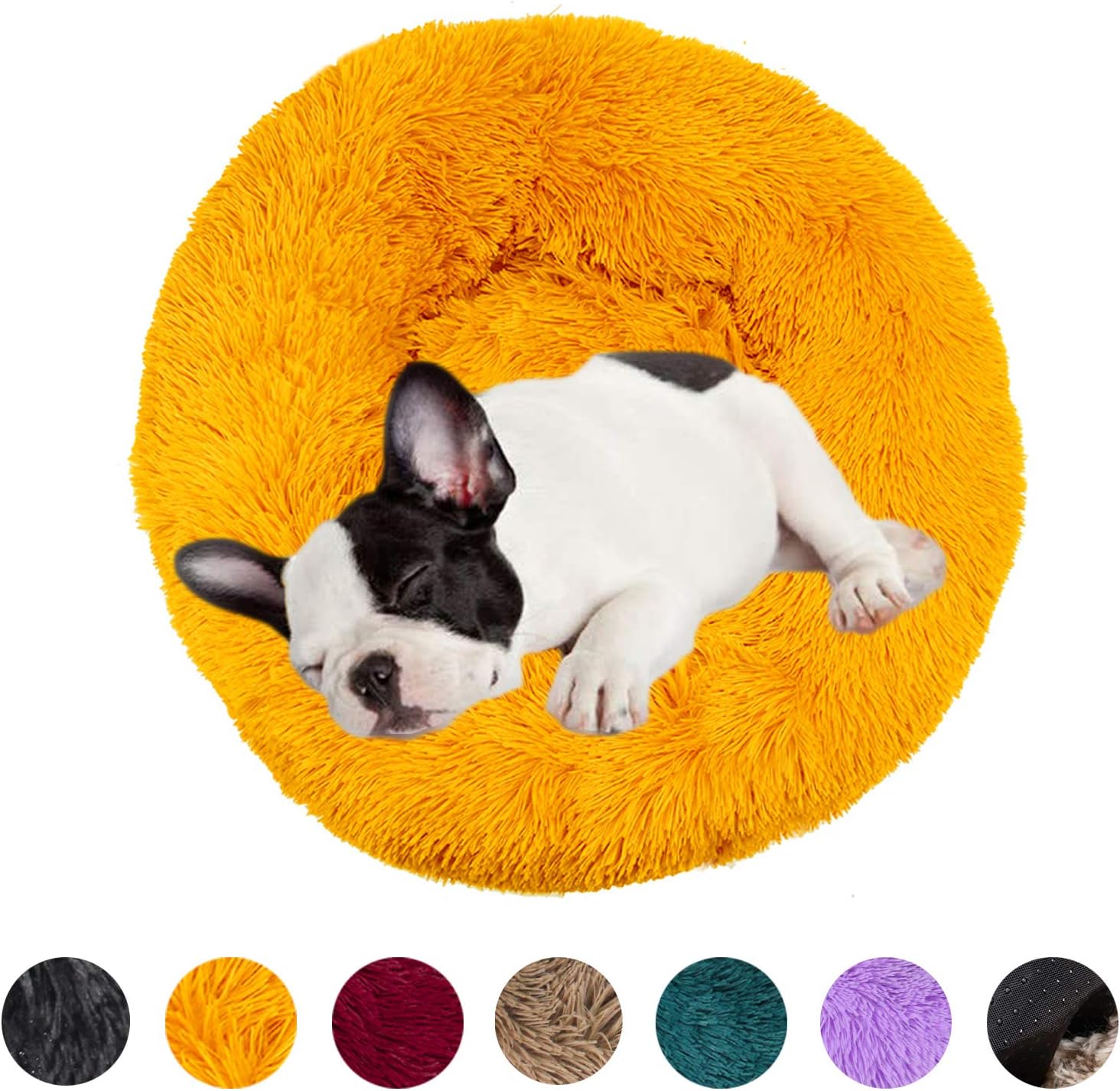 huraty Pet Dog Bed Plush Calming Bed, Fluffy Donut Round Pet Beds for Small Medium Large Dogs Cats, Anti-Slip & Anti-Anxiety, 28 Inch for Puppy and Kitties, Apple Green, L