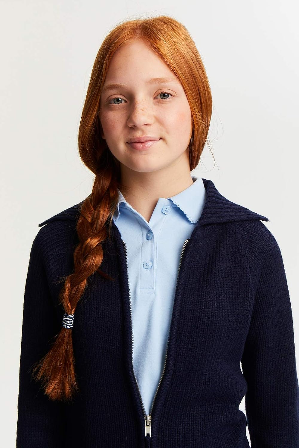 French Toast Kid's School Uniform Stretch Headbands and Ponytail Holders, 4-pack, Navy Blue & White, One Size
