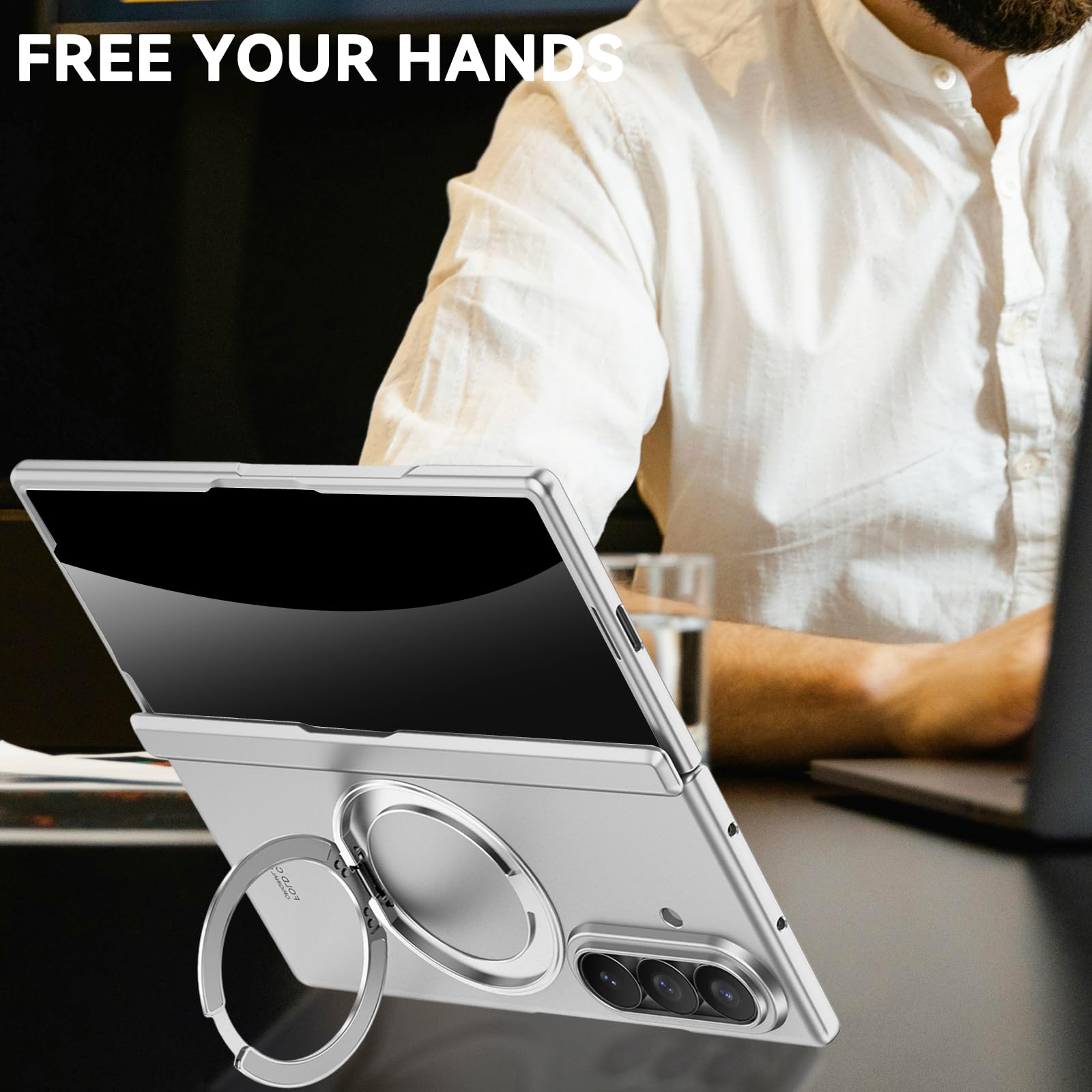 Custodia per Samsung Galaxy Z Fold 8 Ultra con supporto ad anello magnetico, [compatibile Magsafe] Protezione dello schermo integrata per la privacy, copertura completa con cerniera, custodia