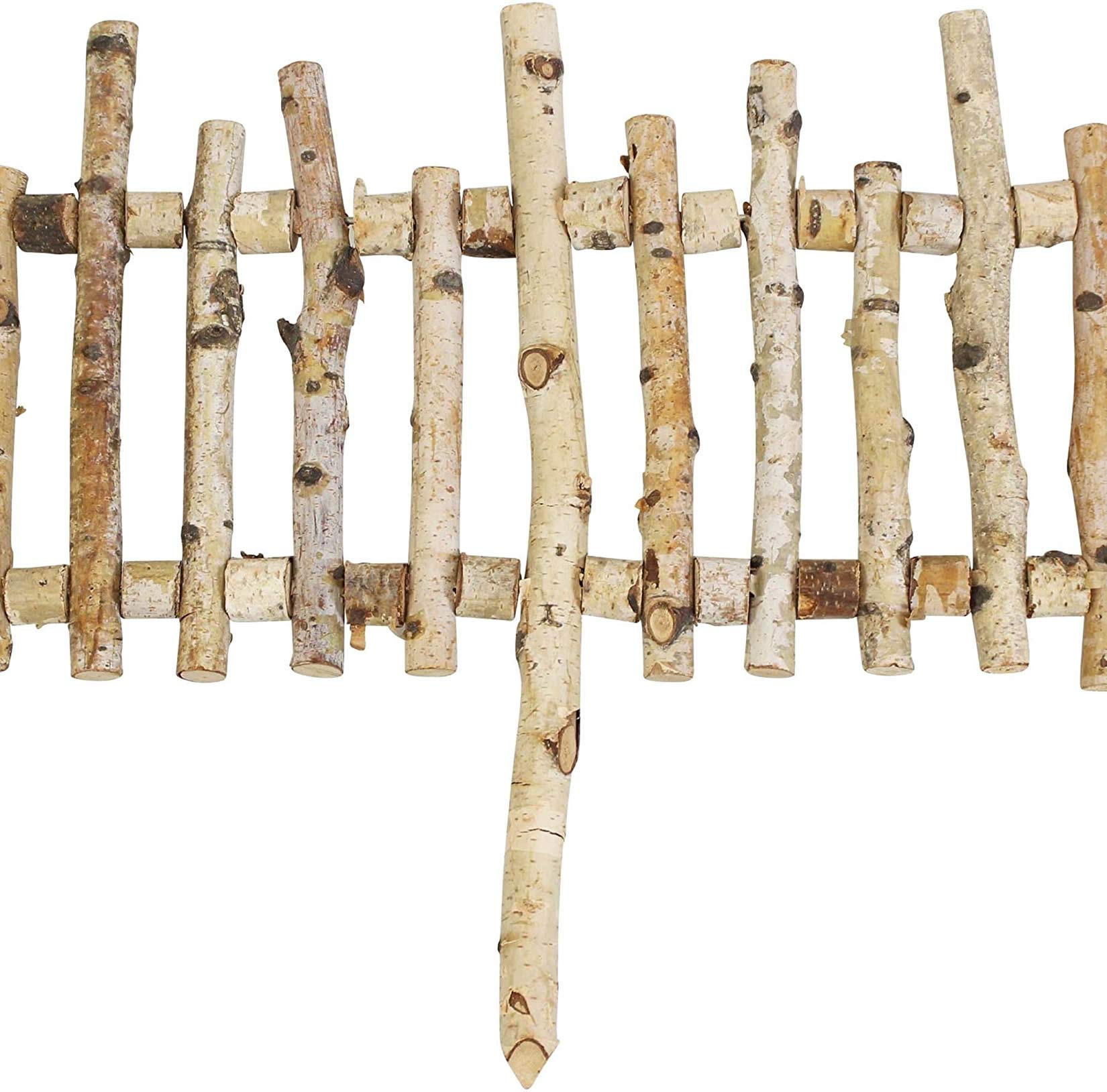 Dekorative Beeteinfassung Birkenholz 2 m lang, Gartenzaun zum Stecken, Beetzaun, Holz Beetumrandung, Staketenzaun, Steckzaun