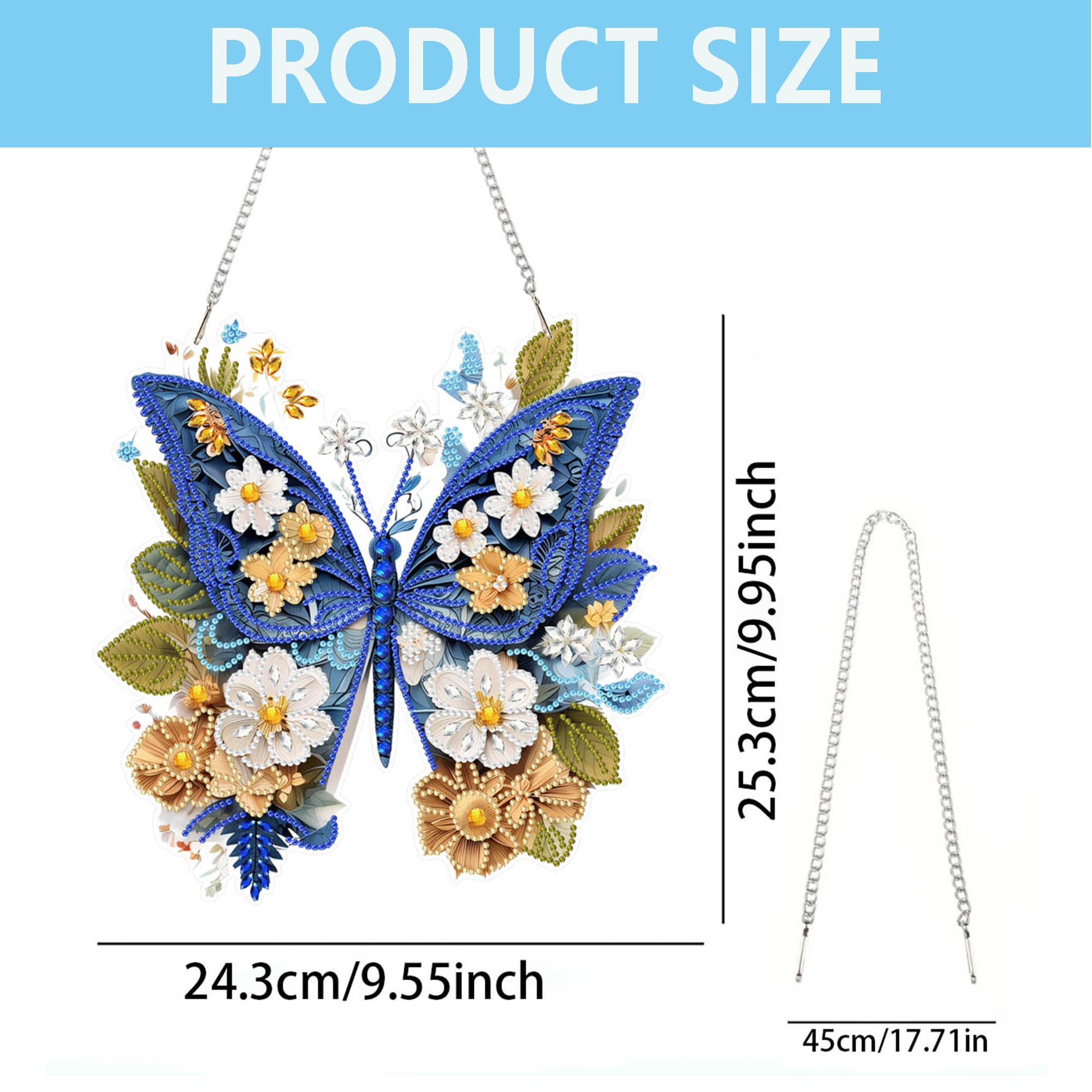 DIY Diamond Art Tabletop Kit – Acrylplatte Mit Standfuß, Schmetterling-Design, Als 3D Schreibtischdekoration