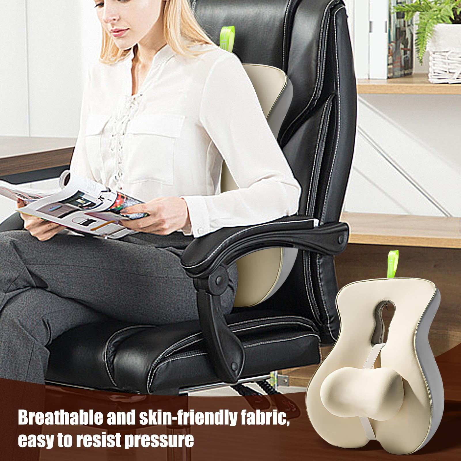 Respaldo Silla Oficina Cojín corrector de asiento ergonómico con correa | Asiento De Conducción Soporte Lumbar Coche Correa Ajustable para Silla de Ruedas, Embarazo, Coche, Avión, Dormir