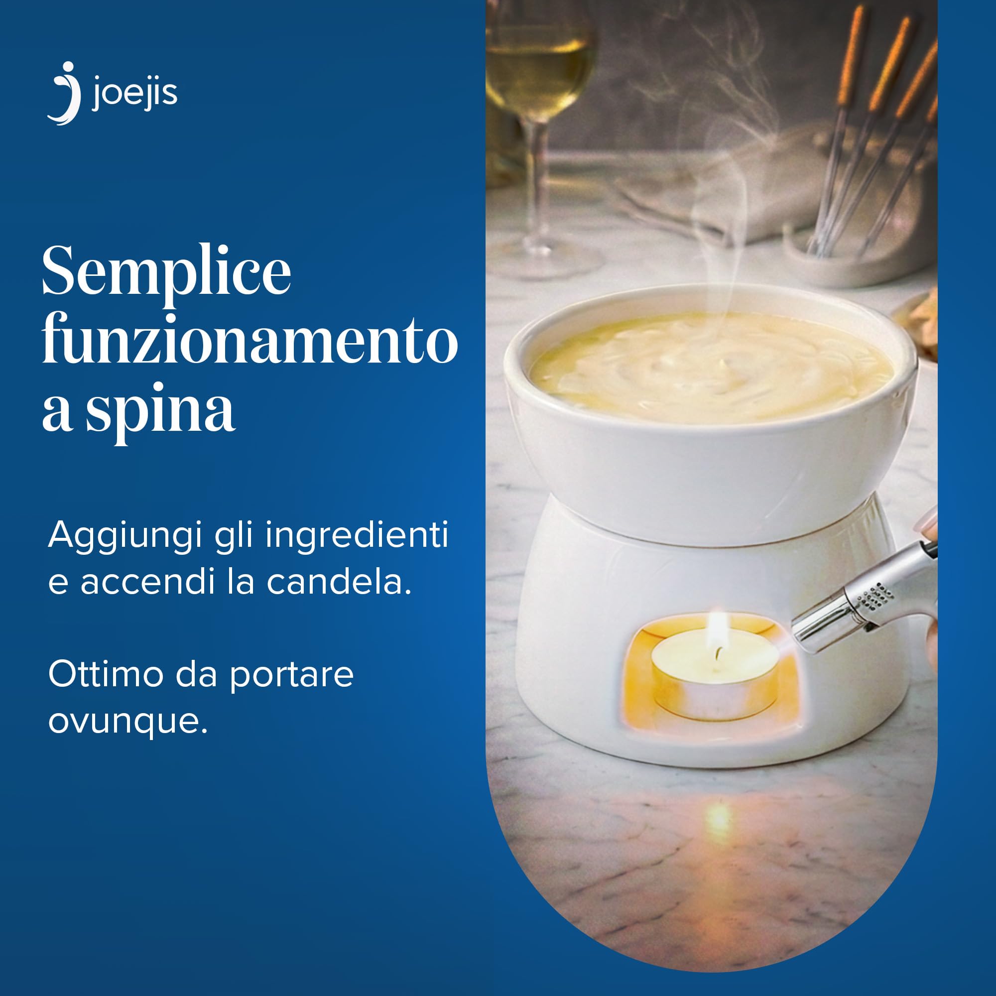 Ceramica Fonduta Set con Candela e Forchette - Set Regalo per Fonduta Riscaldato