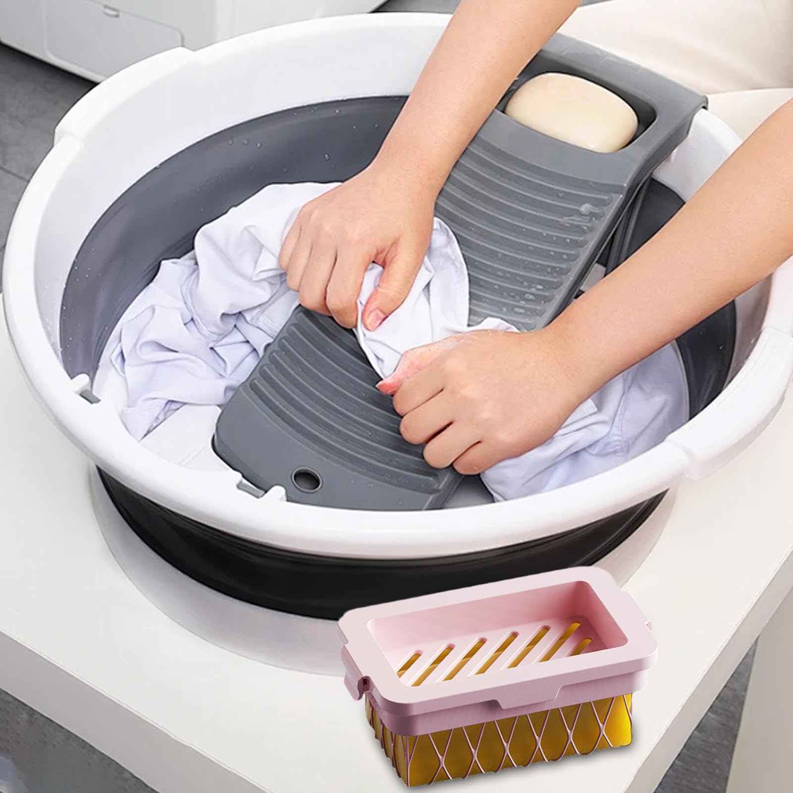 Portasapone In Schiuma 3 In 1 Da Viaggio, Con Spazzola E Vassoio Antigoccia, Per Sapone Da Bucato E Doccia, Contenitore Portatile Per Palestra E Campeggio, 2 Pezzi, Colore Blu