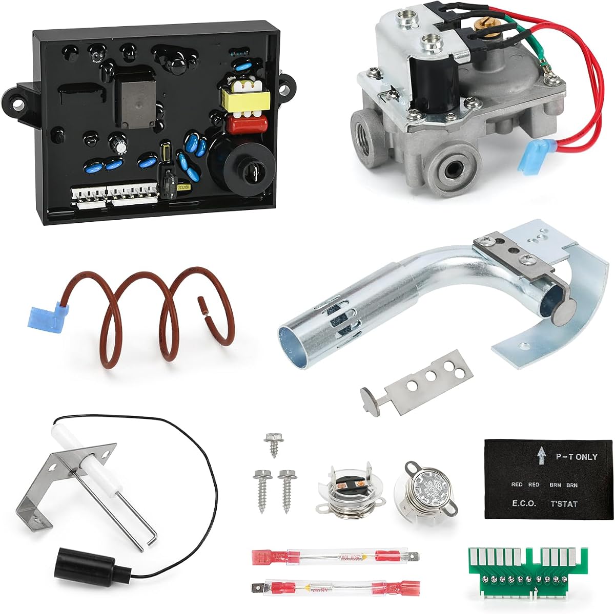 5 in 1 RV Water Heater Replacement Kit for Atwood, Includes 91365 Circuit Board, 93844 Solenoid Gas Valve, 91638 Burner Tube, 91447 ECO Thermostat & Thermal Cut Off, 93868 Spark Igniter