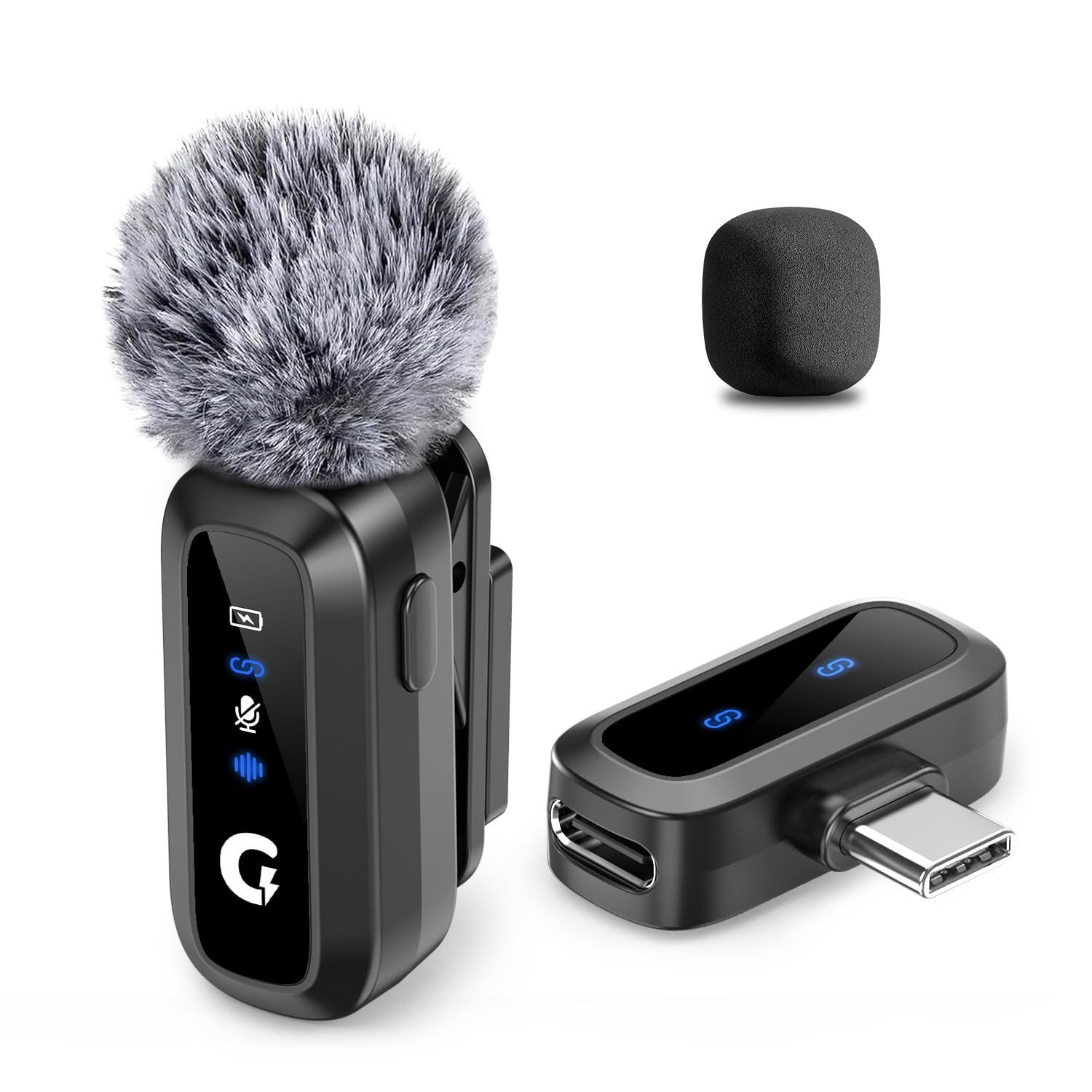 grenaro wireless mic for youtube, plug & play mini wireless microphone for mobile, magnetic clip, 3-level noise reduction, mic for video recording, live streaming, podcast, for beginners & creators