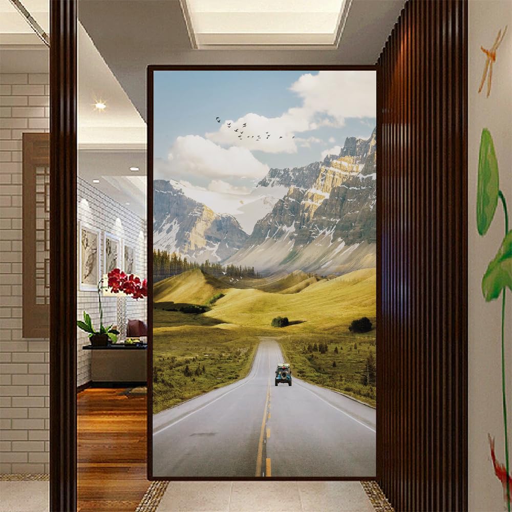 3d Stickers Porte Voitures de route L90 x H210cm Auto-AdhéSive Murale DéCoration De La Maison Stickers Muraux Chambre Salon Amovible Affiche Art Autocollants
