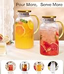 2 PACK Glass Pitcher with Lid 64 oz, Classic Vertical Stripes Pitcher with Lid and Handle, Water Jug for Hot/Cold Drinks, Borosilicate Glass Carafe for Coffee, Iced Sun Tea, Juice, Sangria