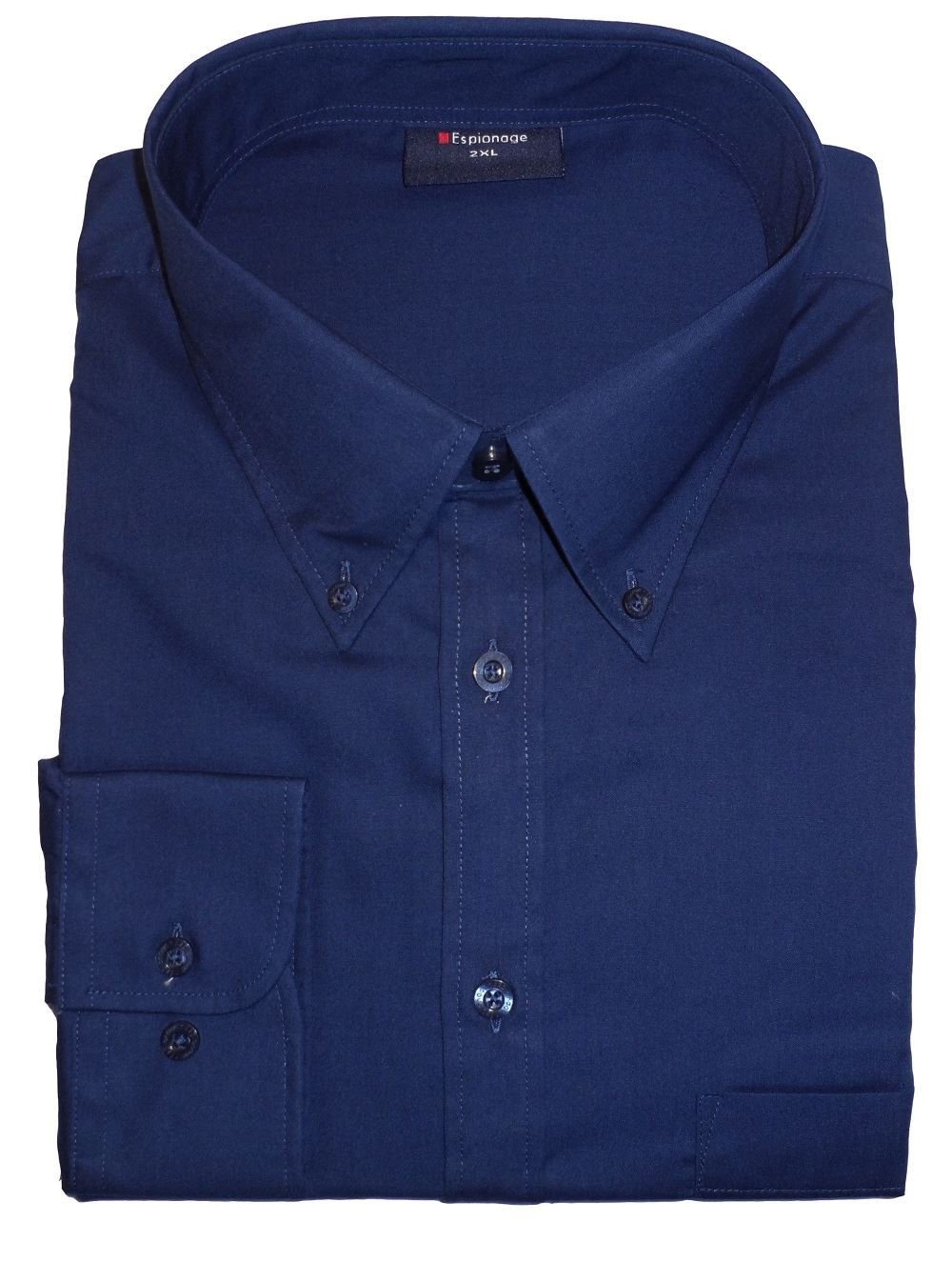 Espionage Mens Big Size Button Down Collar Long Sleeve Shirt (150) in Navy in 8XL