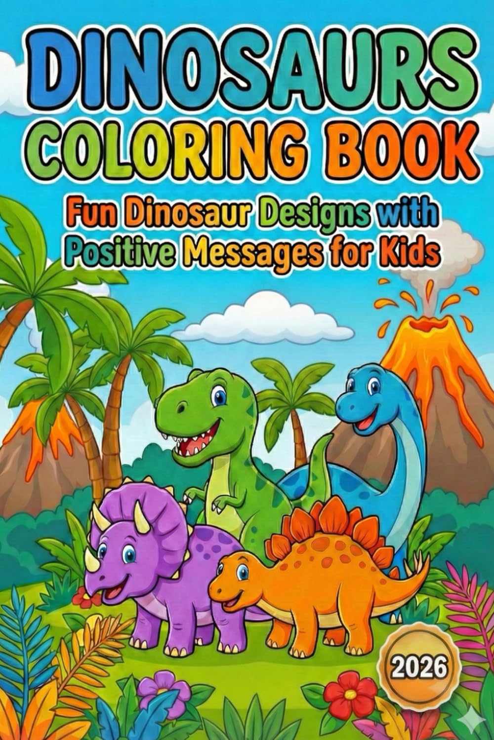 Dinosaurs coloring book: Fun dinosaur design with positive messages for kids: Coloring Book for Toddlers and Preschool Kids | Book and Coloring Pages (Kids Ages 2-8)