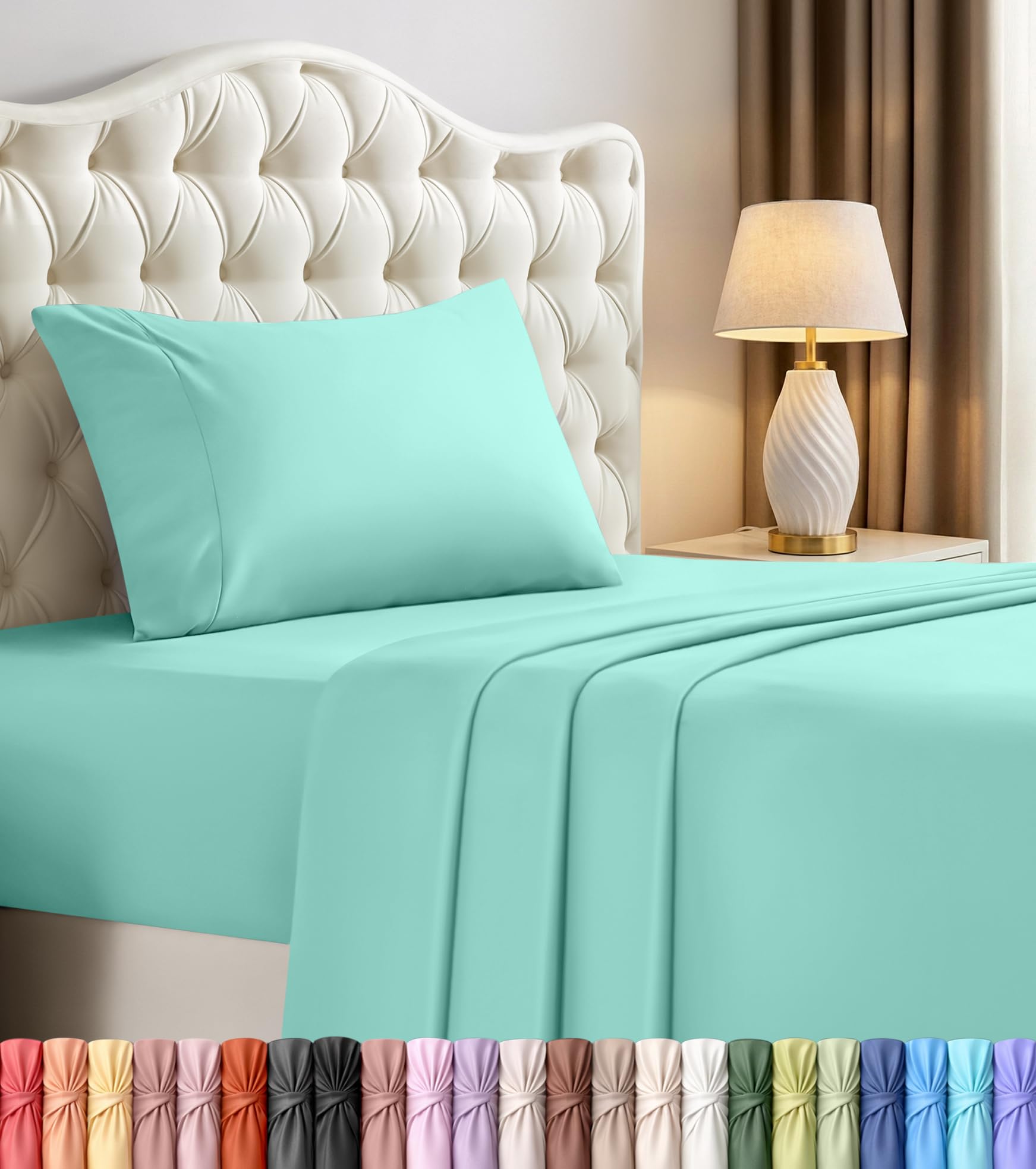 Utopia Bedding Twin Bed Sheets Set - 3 Piece Bedding - Brushed Microfiber - Shrinkage and Fade Resistant - Easy Care (Twin, Spa Blue)