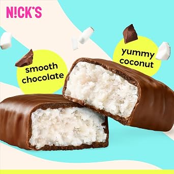 NICKS Coconut Keto Chocolate Bars No Added Sugar 175 Calories, 2 Net carbs, Gluten Free Sweets Low carb Candy Snack Bar (Multipack 15x40g)