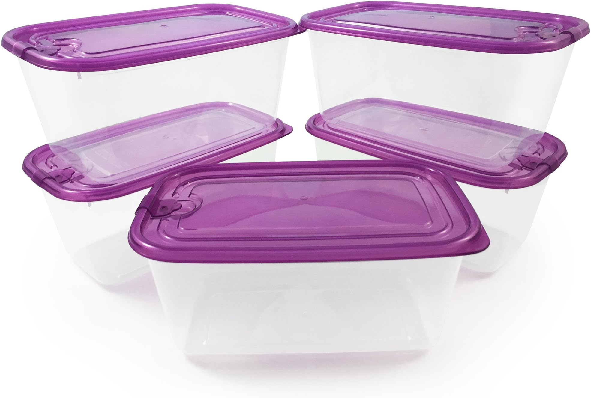 Leak and Crack Proof, High Strength 1050ml Meal Prep Food Containers - Set of 5 – Microwave and Freezer Safe - Ideal for Lunches and Meal Prep