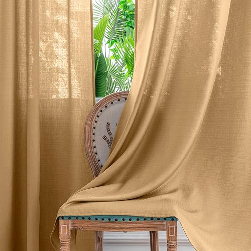 Miniatura 33 de Yancorp Khaki Kitchen Tier Curtains - 36 Inch Linen Textured Short Farmhouse Cafe Curtains for Small Windows in Bathroom or Laundry Room