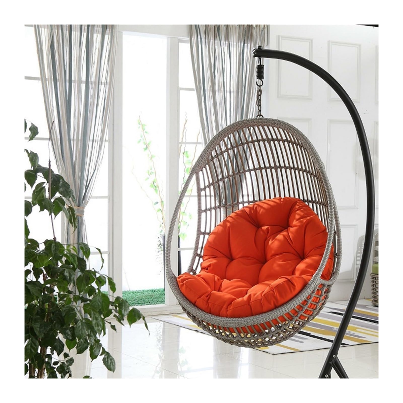 AYGJKIE Hanging Egg Chair Cushion Swing Egg Chair Cushion Waterproof Patio Garden Chair Back Cushions Washable Patio Hanging Egg Chair Replacement Cushion(Orange,90x120cm)