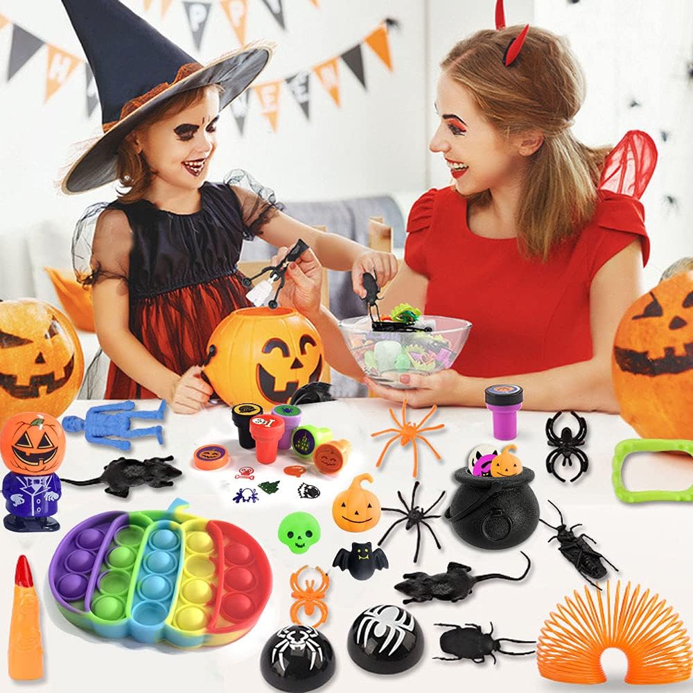 54 Pack Halloween Sensory Pop Packs Simple Mini Pop Dimple Toys for Kids Adults Autism Special Stress Relief and Anti-Anxiety Toys Assortment Party Favors Halloween Goodie Bags