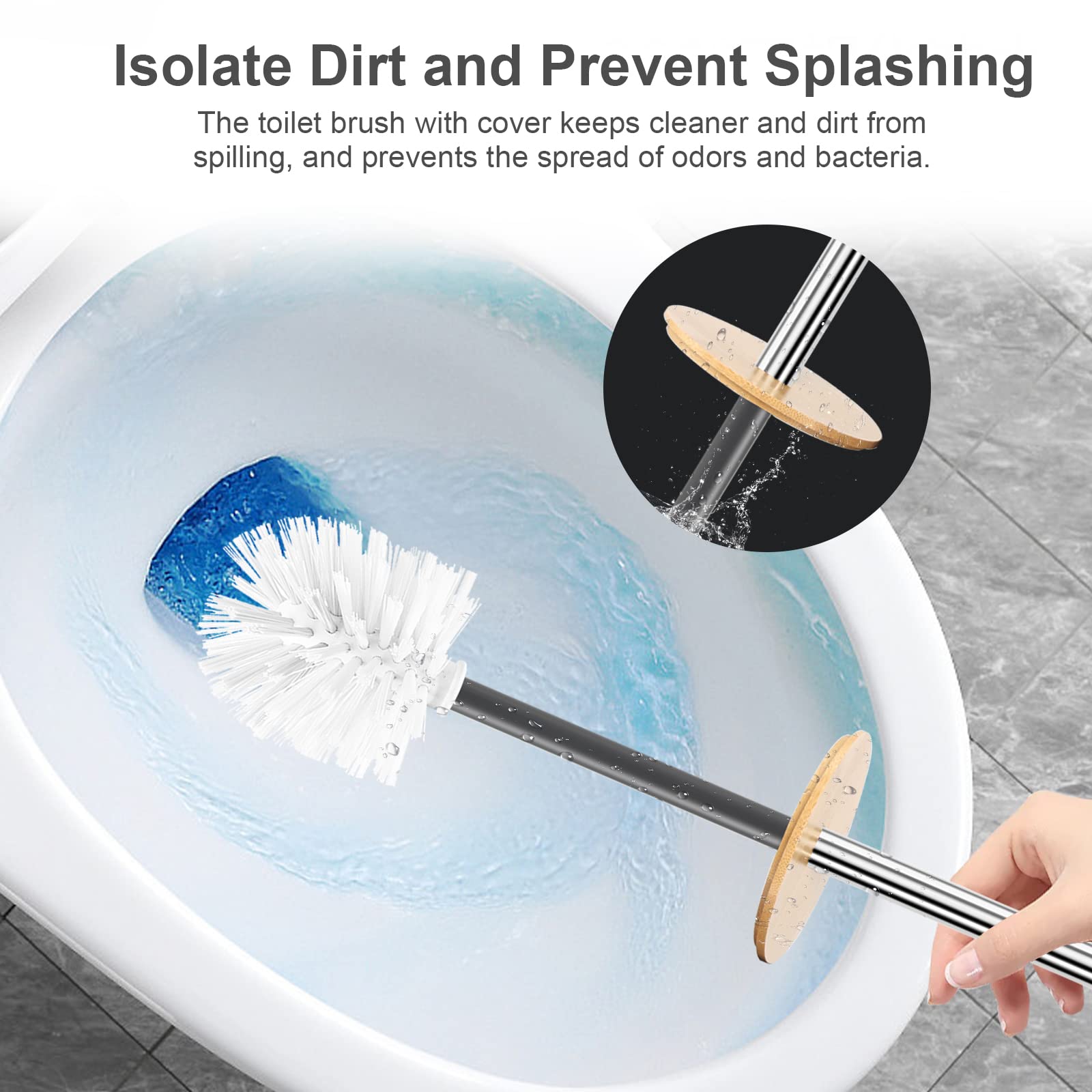 Scopino per WC Ulisem cromato con manico lungo in metallo antiscivolo e