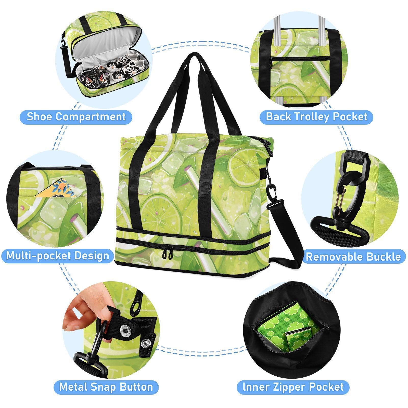 Borsa da palestra per viaggi d'affari con tasca bagnata e tracolla regolabile, per viaggi di lavoro, impermeabile, per uomini e donne