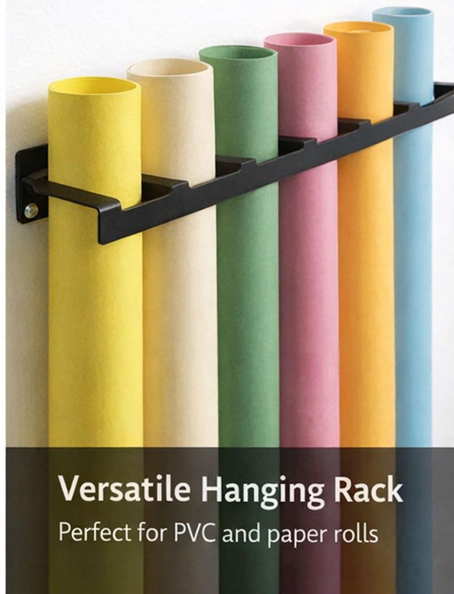 Organizador de almacenamiento para fotografía de papel de fondo, estante de rollo de hierro, soporte de 74 cm para tinte de ventana, tela, mantel de PVC, papel pintado, diseño resistente para un uso
