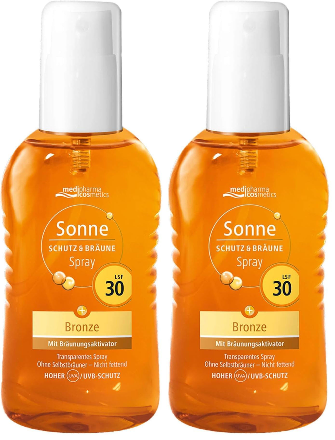 Medipharma Sonnen-Aktivator, LSF 30, leichte und transparente Textur, wasserfest, 200 ml (Packung mit 2)