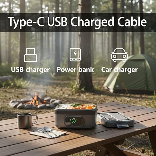 Miniatura 6 de Lonchera eléctrica inteligente para hombres, lonchera térmica inalámbrica para adultos, lonchera inalámbrica para alimentos, contenedor de alimentos