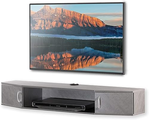 Miniatura 7 de WAMPAT Estante flotante de TV de 41 pulgadas con armario de almacenamiento, soporte de TV montado en la pared, soporte de consola multimedia con