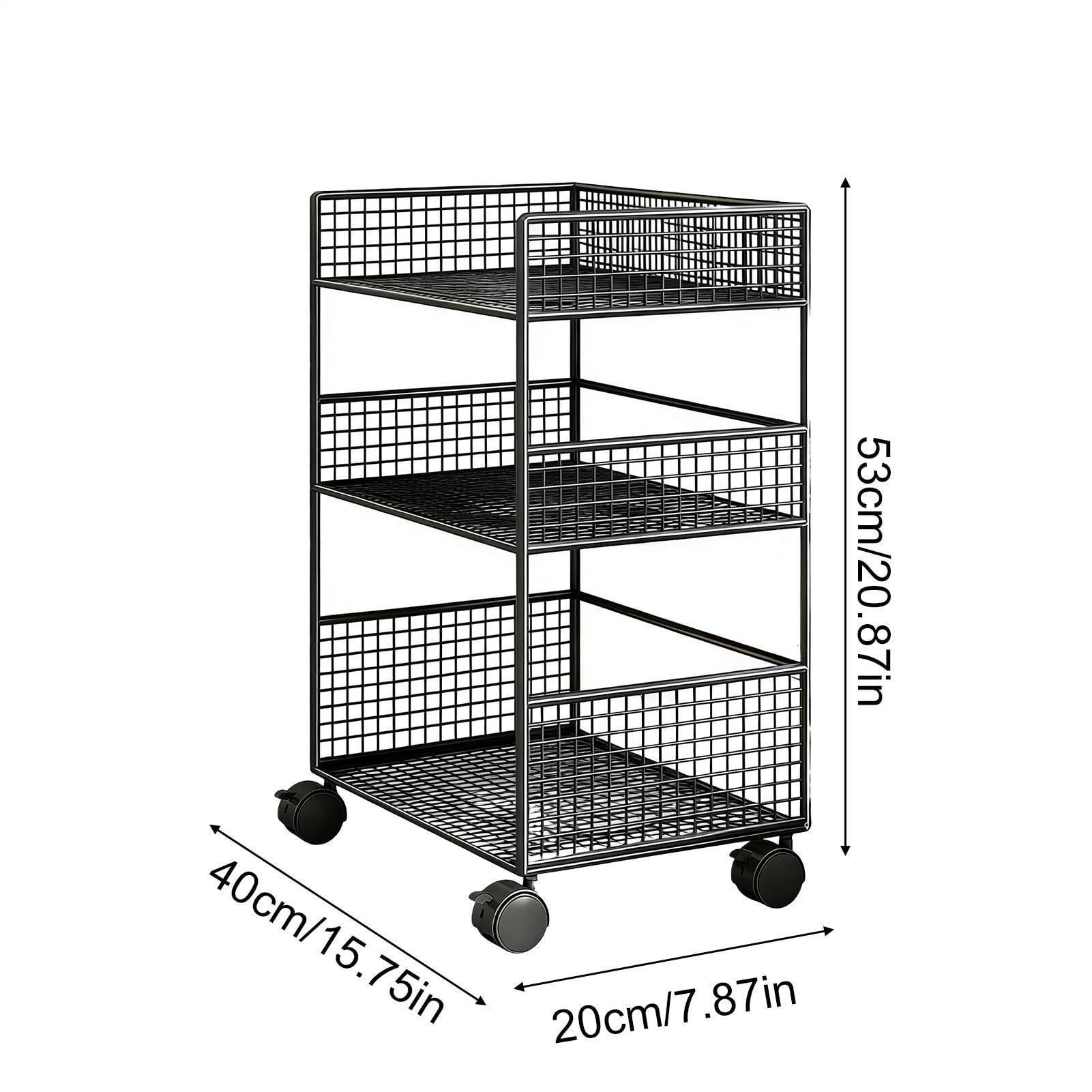 Carrello a 3 Ripiani Mobili Organizer Multifunzione Metallico con Ruote | Organizzatore Scorrevole per Snack, Frutta, Trucco, Pulizie, Ufficio, Università, Lavanderia, Bagno, Hobby, Dispensa, Casa