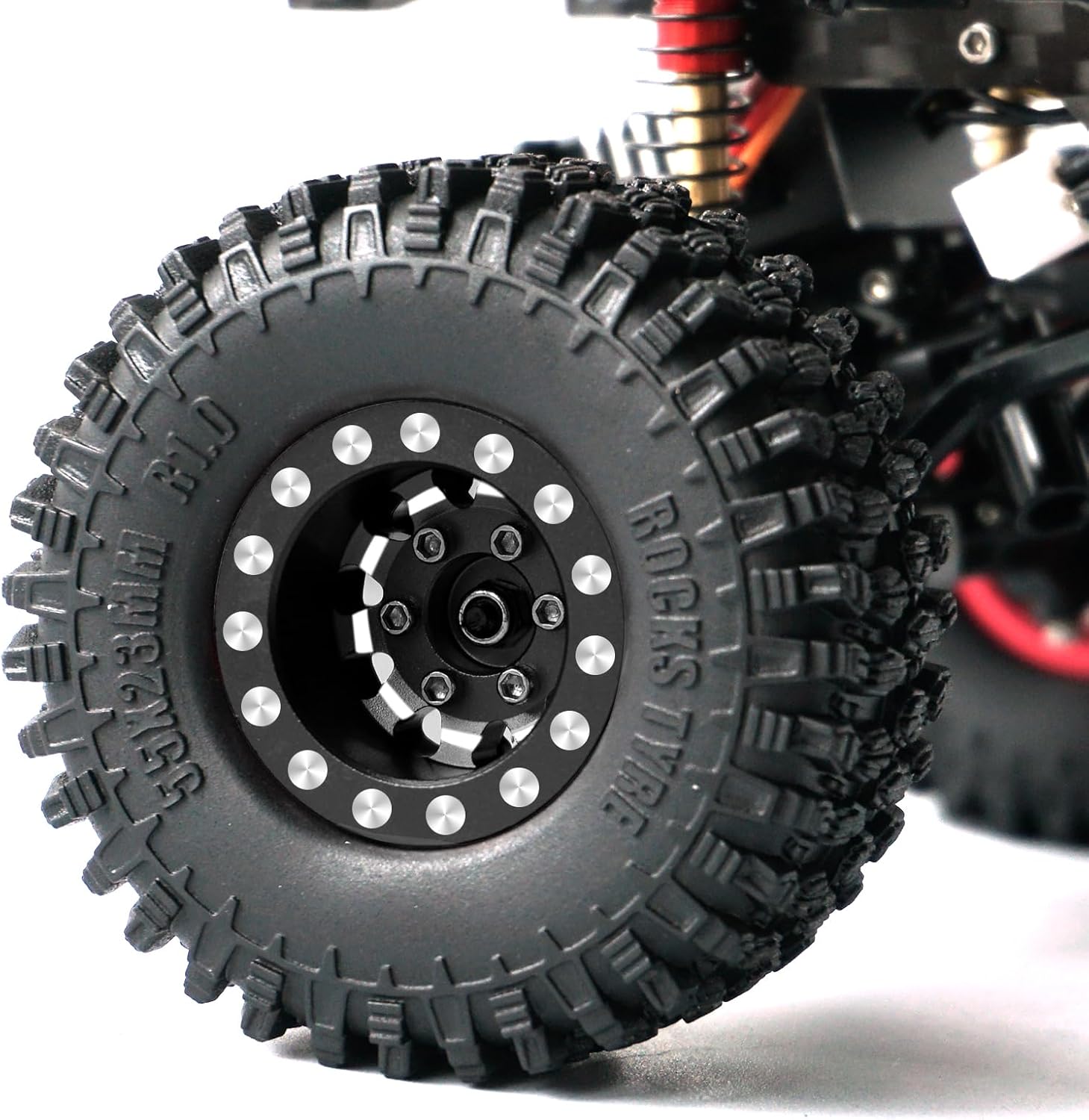 OGRC 1.0 Wheels Deep Dish Rims Negative Offset 7mm Wheels for SCX24 C10 JLU Deadbolt Gladiator Bronco 1/24 Crawler Car (Black)