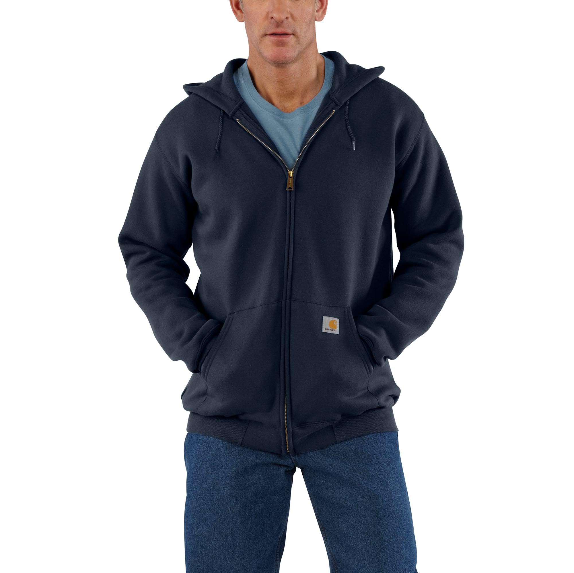 Carhartt Sweat-Shirt Ample à Fermeture éclair intégrale pour Homme, Bleu Marine, Large Haut