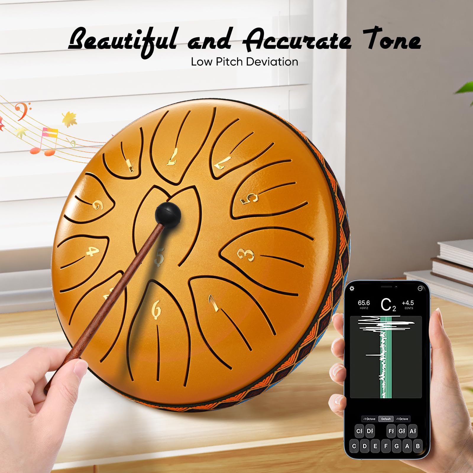Tamburo in Acciaio Couleeur 6 Pollici 11 Note Handpan Tongue Drum Portatile Tamburo del Handpan in Acciaio al Carbonio con Bacchette, Plettri Dita Steel Tongue Drum Per Campeggio, Yoga, Meditazione