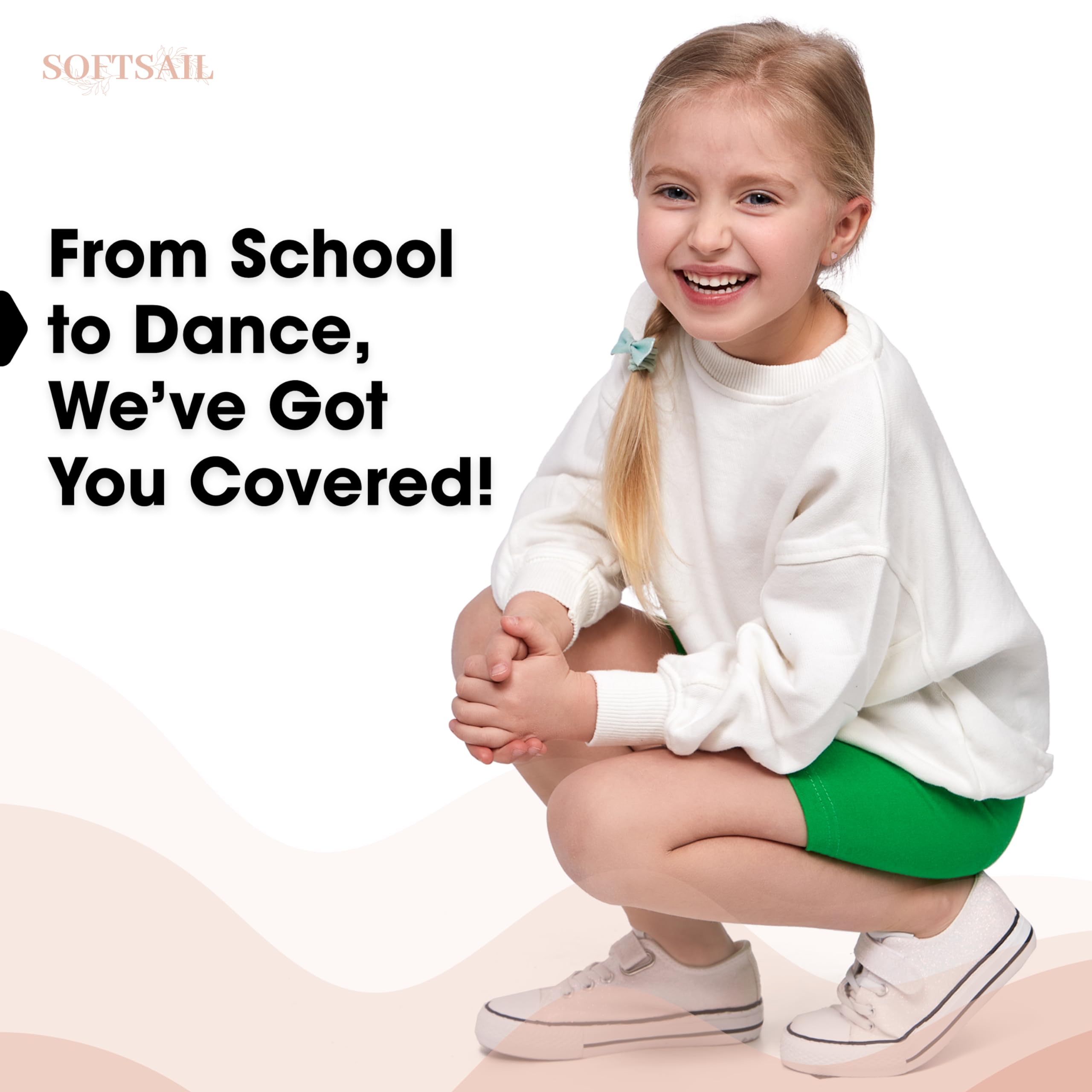SOFTSAIL Legginsy dziewczęce 3/4 Capri z bawełny, spodnie sportowe, oddychające, miękkie, elastyczne, sportowe