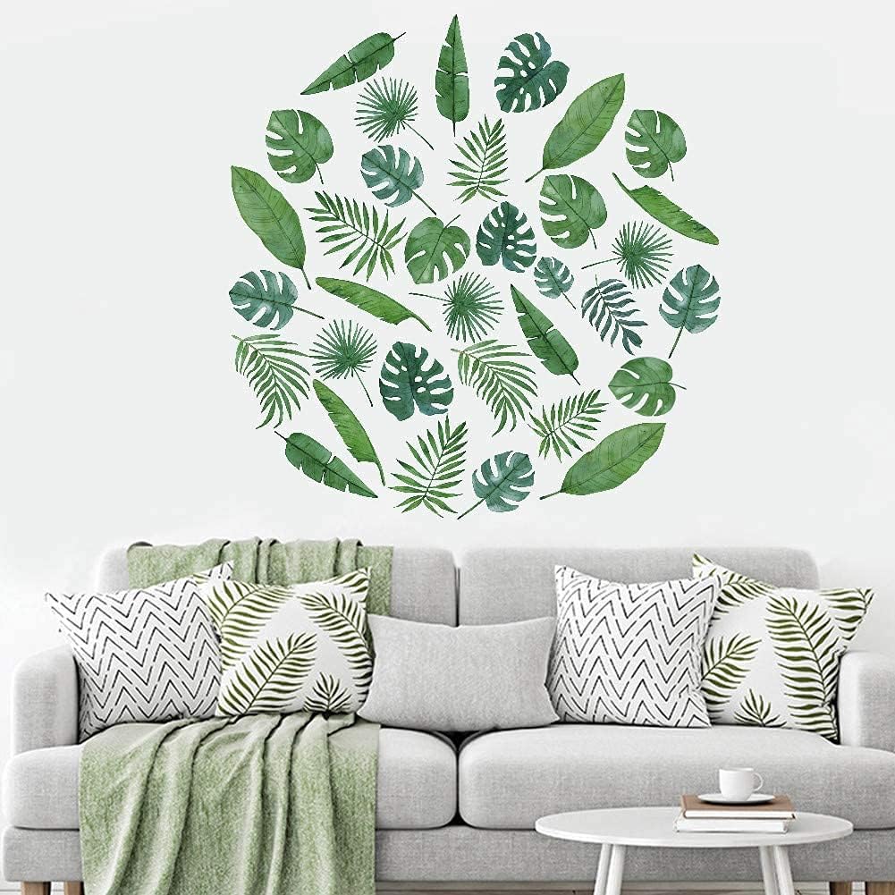TOARTi Leaf Wall Stickers,Palm Jungle Leaf Window Stickers,Green Plant Watercolour Tropical Wall Stickers - Image 3