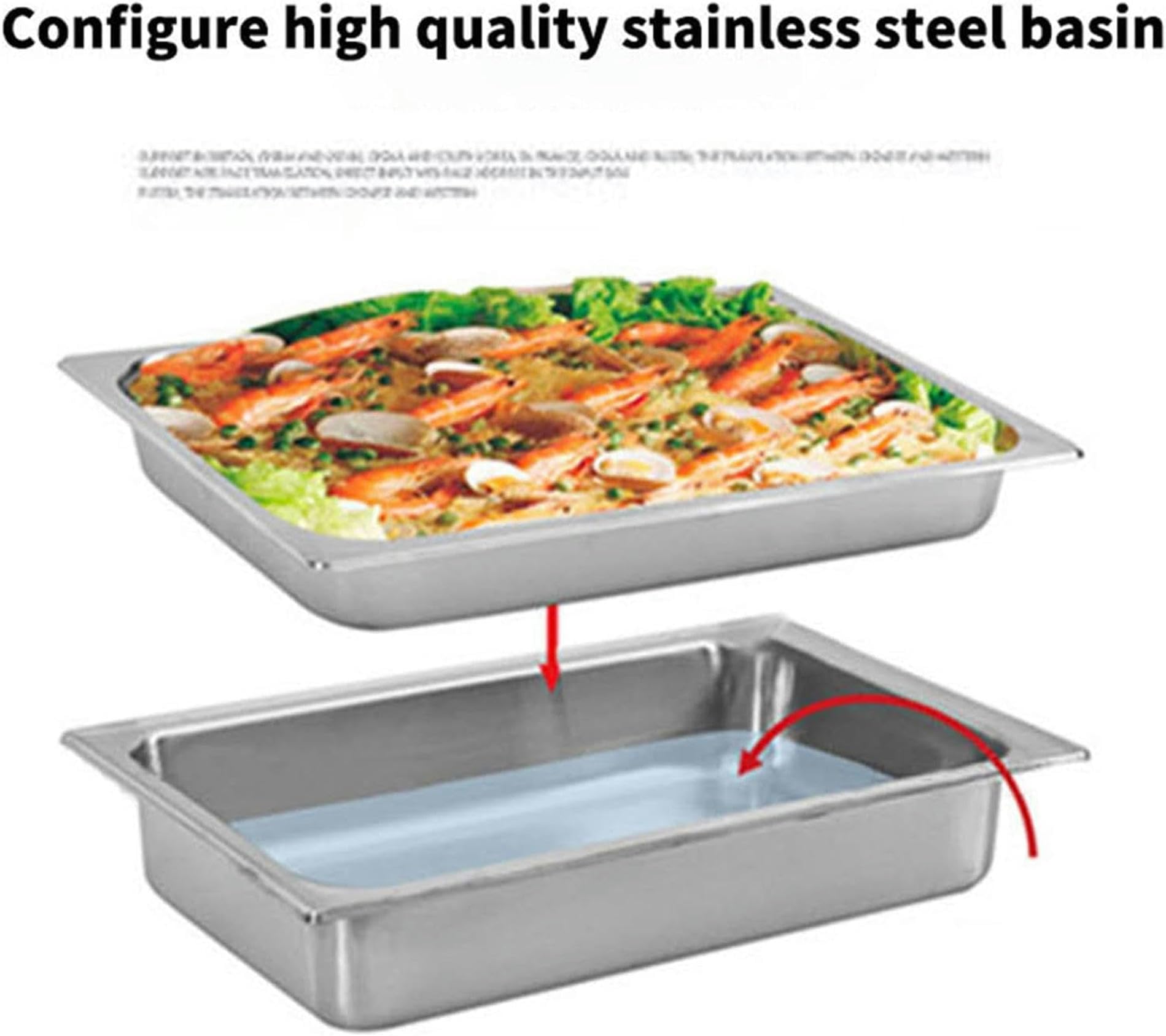 Chafing Dish in Acciaio Inossidabile, Vassoio riscaldante per Buffet Placcato Oro da 9 Litri con Coperchio Girevole a 180° e Porta-combustibile, per cene, Feste, Matrimoni, Eventi