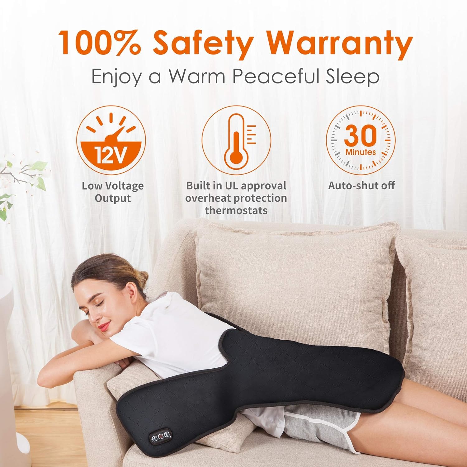 FLOITTUY Electric Heating Pad for Neck and Shoulders,Weighted Wearable Wrap Around Heating Pads with Massager, Pain Relief,2 Heat Levels & 5 Massage Nodes,Auto Shut Off,Portable, 4