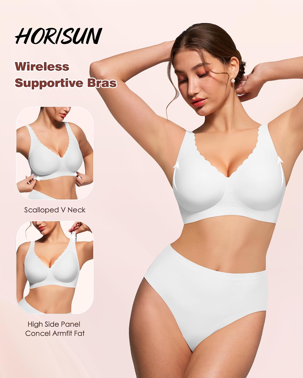 HORISUN Jelly Bras for Women No Underwire Deep V Supportive Wireless Bra image 3