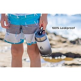 HYDRO CELL Stainless Steel Insulated Water Bottle with Straw - For Cold & Hot Drinks - Metal Vacuum Flask with Screw Cap and Modern Leakproof Sport Thermos for Adults (Black/White 14oz)