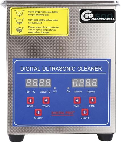 Miniatura 5 de CGOLDENWALL 60 W 1.3L Digital de grado comercial de acero inoxidable calefacción ultrasónico limpiador de gafas joyería limpiador 110 V220 V con
