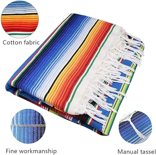 Miniatura 2 de Fowecelt Mantel de serape mexicano de 59 x 84 pulgadas para decoración de fiesta de boda mexicana, mesa de comedor al aire libre, mantel cuadrado