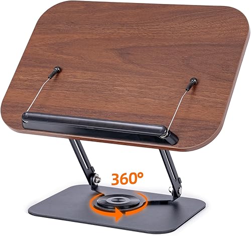Miniatura 10 de Soporte de acrílico para lectura, soporte ajustable para libros con base giratoria de 360 y clips elásticos para páginas, soporte elevador de