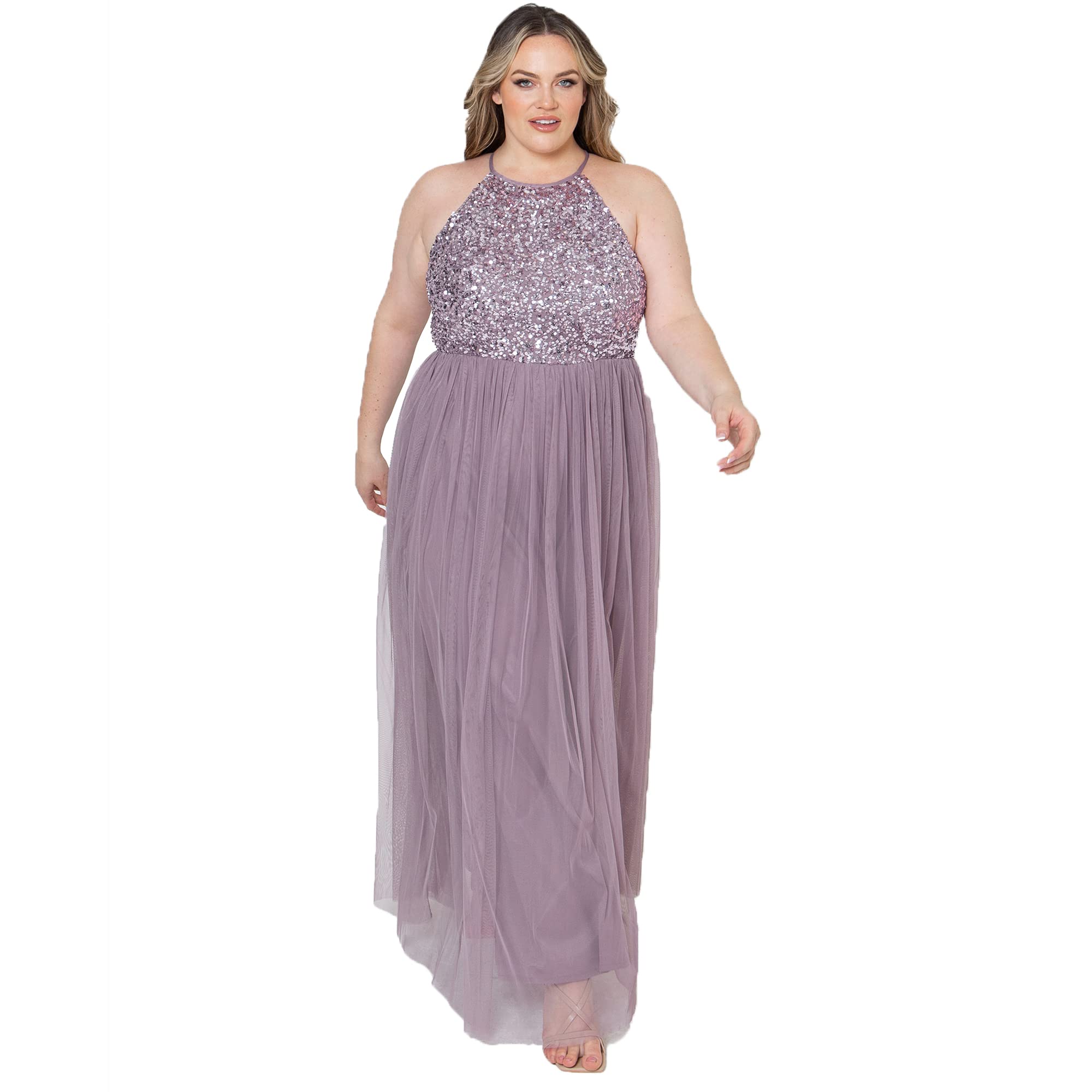Maya Deluxe Damen Rl004 Mm Bridesmaid Dress, Moody Lilac, 44 EU