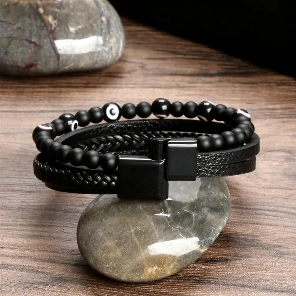 Unisex Adult Evil Eye Protection And Good Luck Healing Energy 8Mm Crystal Stone Reiki Bracelet - Amulet For Prosperity And Success - Talisman Nazar Bracelets
