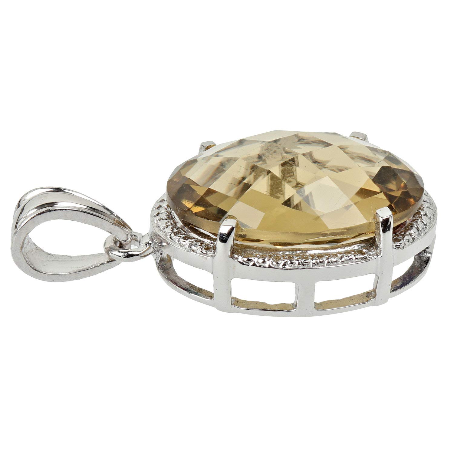Damen Anhänger aus 925 Sterling Silber mit Lemonquarz gelb