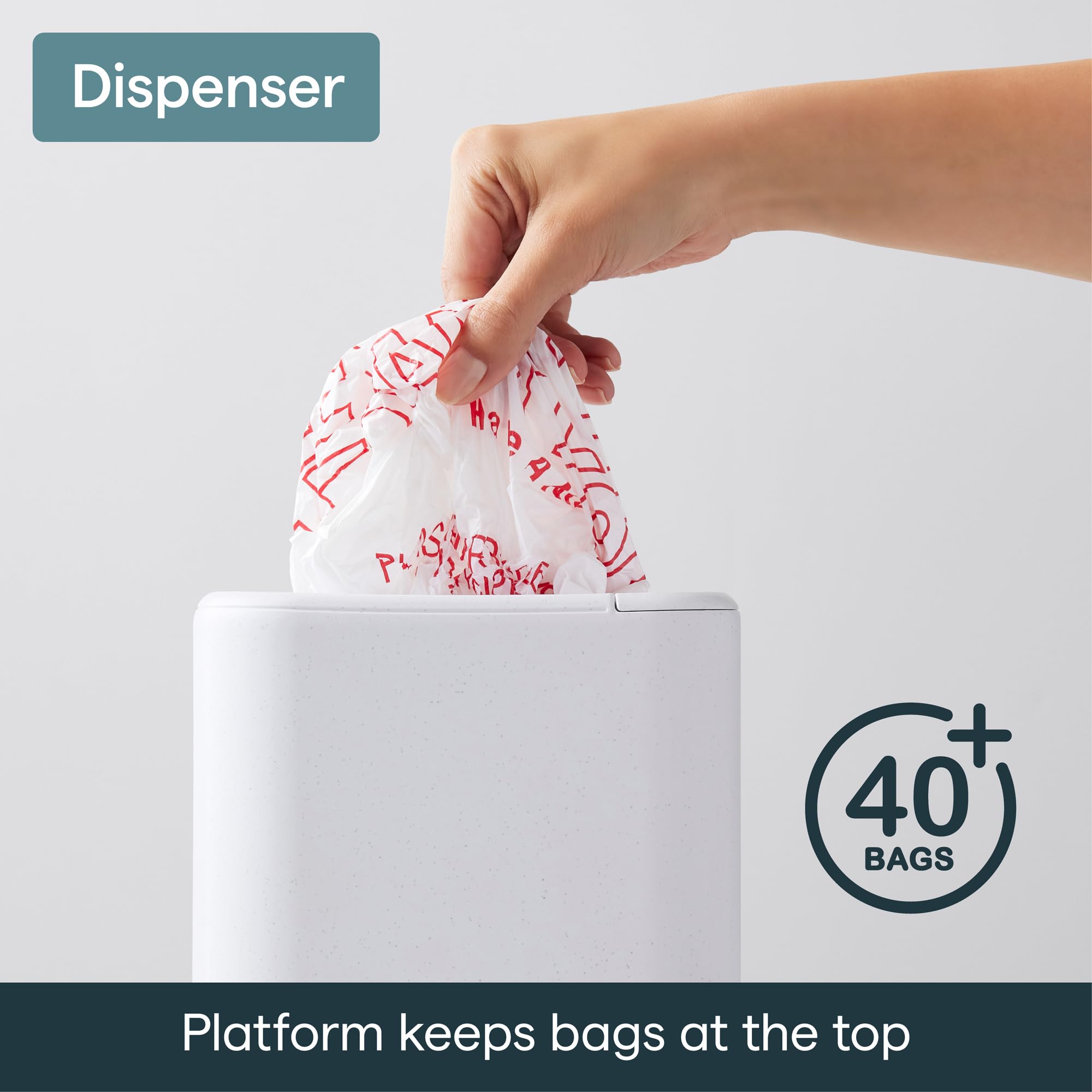 YouCopia, StoraBag, erogatore per sacchetti di plastica salvaspazio, contenitore per mobile da cucina o dispensa, misura unica, bianco punteggiato