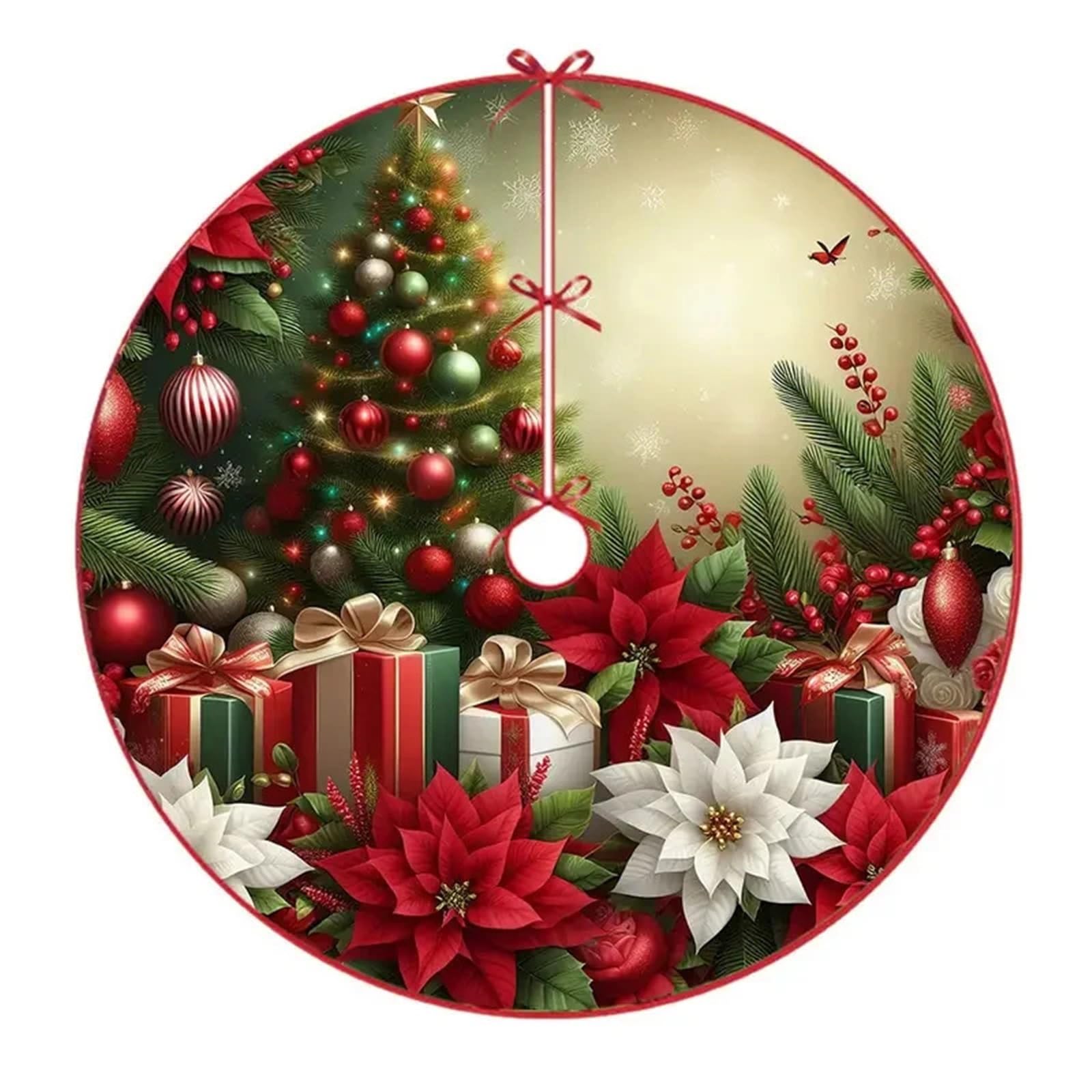 tappeto albero di natale Tappeto for albero di Natale, vestito con motivo ricamato, decorazioni for feste Capodanno(Diameter 120cm)